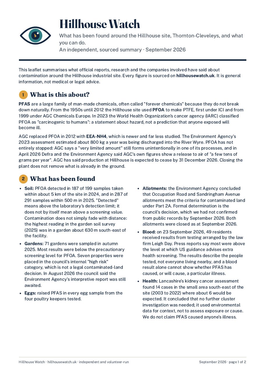 Leaflet page 1: what this is about and what has been found