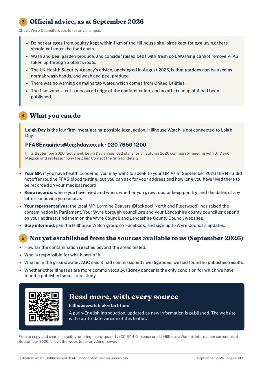 Leaflet page 2: official advice, what you can do, and what is not yet established